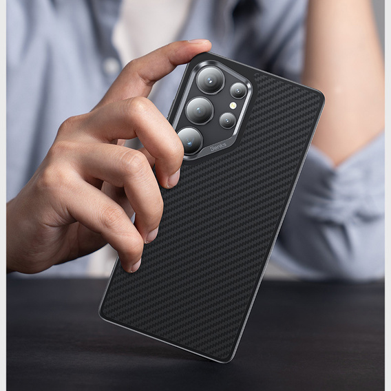 Carcasa BENKS Kevlar pentru Samsung Galaxy S25 Ultra, pentru MagSafe, Carbon Fiber, negru