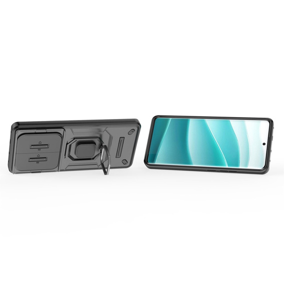 Husă pentru Xiaomi Redmi Note 14 Pro 5G /  Poco X7 5G, KickStand Camera Lens, negru