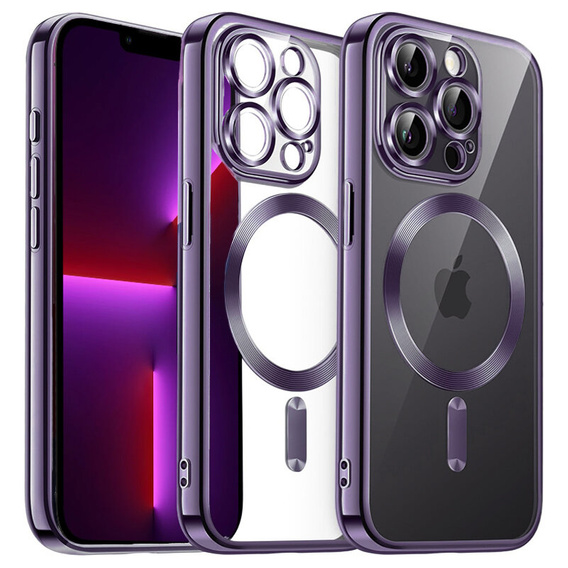 Husă pentru iPhone 13 Pro, Electro MagSafe, violet + Sticlă pentru ecran