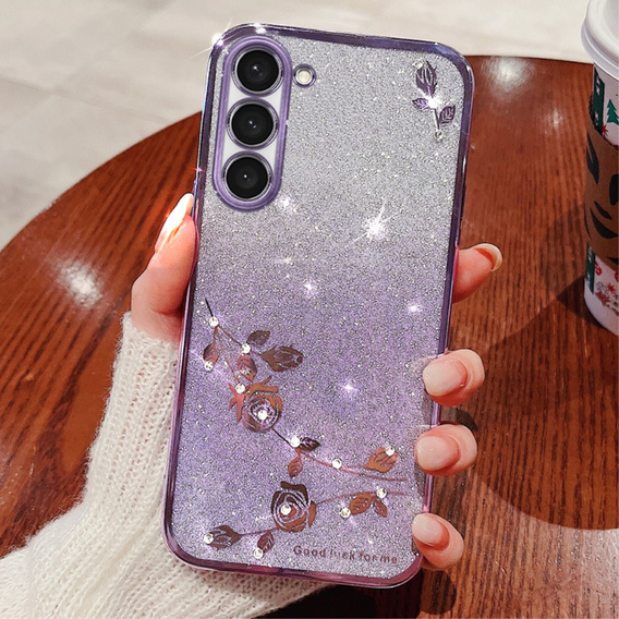 Husă pentru Samsung Galaxy S23, Glitter Flower, violet