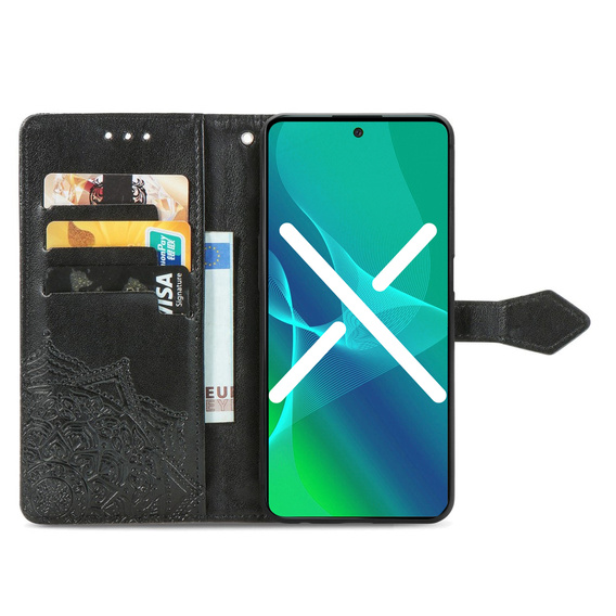 Cu clapetă pentru Motorola Moto G54 5G, Mandala, negru