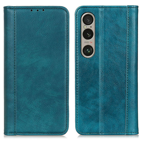 Husa cu clapetă pentru Sony Xperia 1 VI, Split Leather, verde