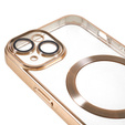 Husă pentru iPhone 14, Electro MagSafe, de aur + Sticlă pentru ecran