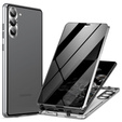 Husă pentru Samsung Galaxy S24, Privacy Dual Glass, de argint