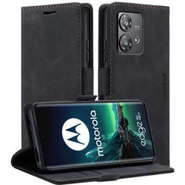 Husă pentru Motorola Edge 40 Neo, ERBORD Vintage, portofel cu clapetă, negru