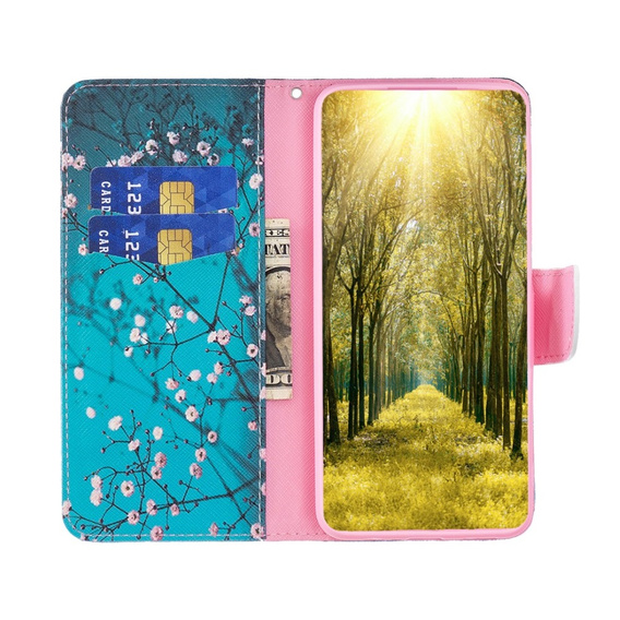 Cu clapetă pentru Motorola Moto G54 5G, Wallet, sakura, albastru