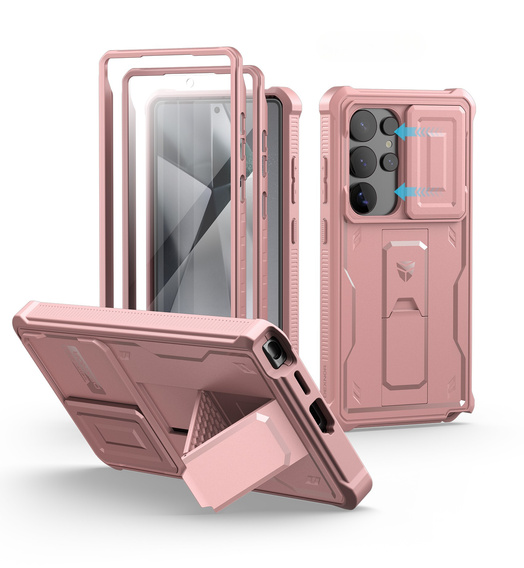 Husă blindată pentru Samsung Galaxy S25 Ultra, Dexnor Full Body (Two Frames), roz