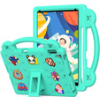 Husă pentru copii pentru iPad 10.2" 2021/2020/2019 (9/8/7 gen.) / Air 10.5" 2019 (3 gen.), Cute Patterns, cu suport, verde