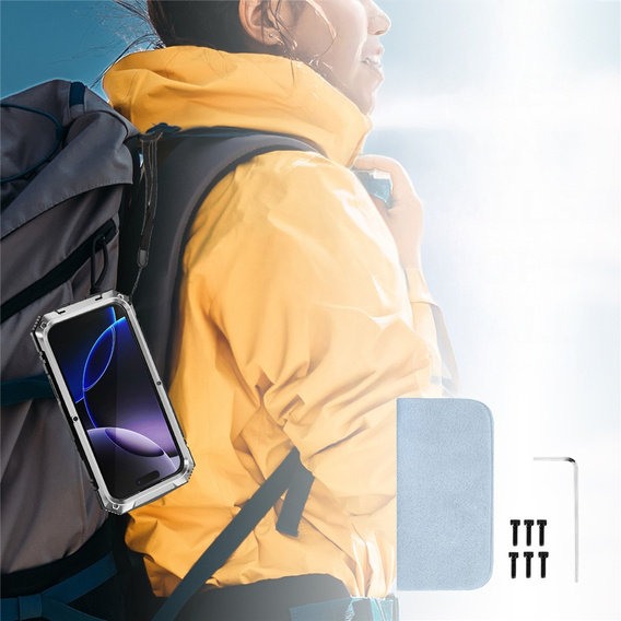 Husă R-JUST cu suport și sticlă încorporată pentru iPhone 17 Pro