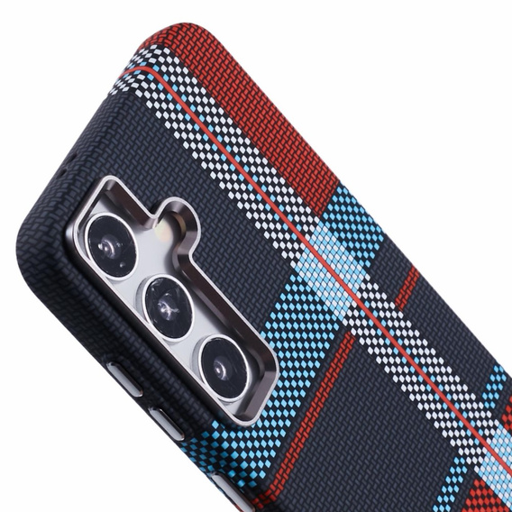 Carcasa pentru Samsung Galaxy S25+ Plus, Carbon Fiber MagSafe, albastru / roșu