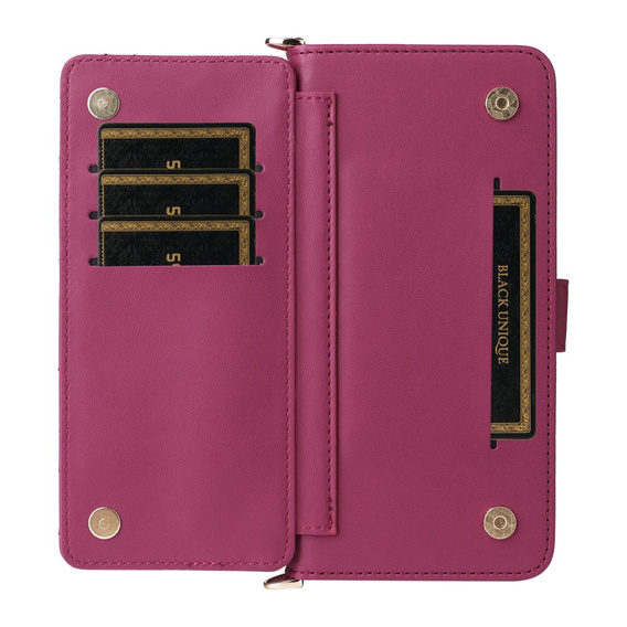 Carcasă cu clapetă pentru Oppo Reno 13 Pro 5G, Crossbody Leather Wallet, maroon
