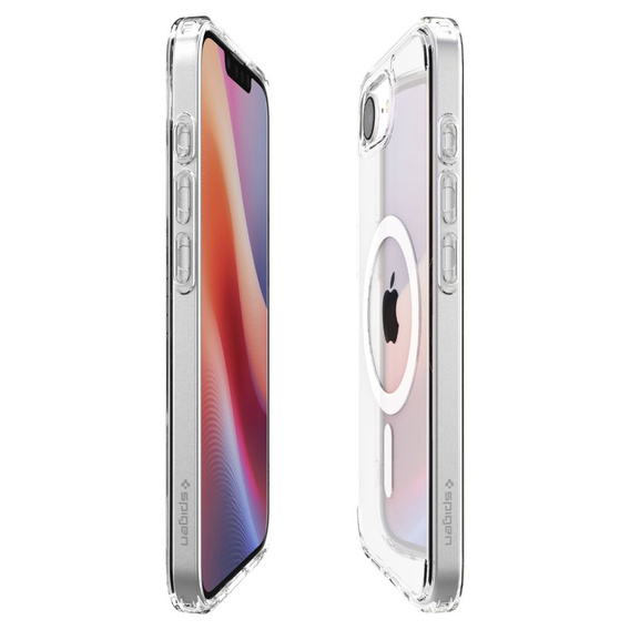 Carcasă MagSafe Spigen pentru iPhone 16E, Ultra Hybrid, transparent / alb + 9H Tempered Glass