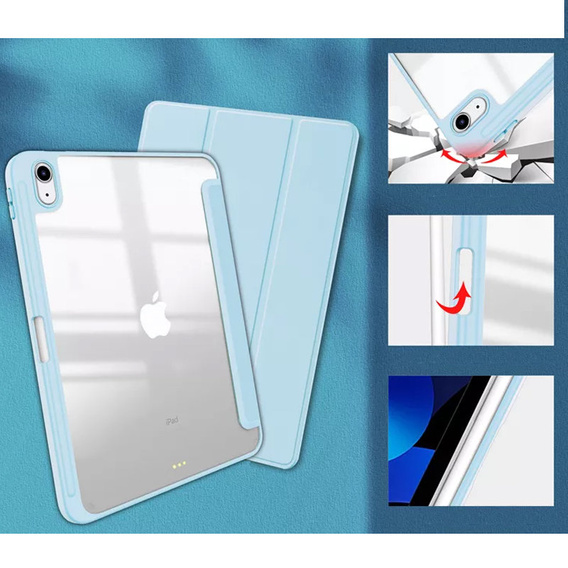 Husă pentru iPad 10.9 2022 10 Gen, Smartcase Hybrid, cu spațiu pentru stylus, albastru