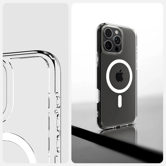 Carcasă ERBORD MagSafe pentru iPhone 16 Pro Max, buton activ, transparentă + Sticlă pentru ecran