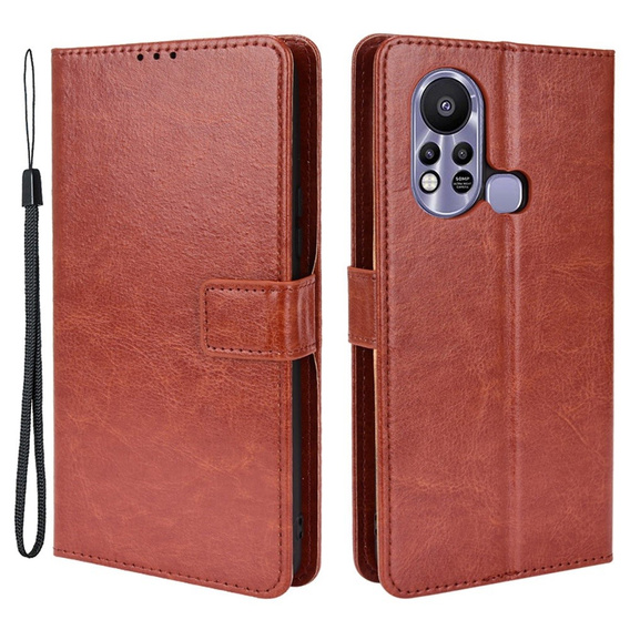 Cu clapetă pentru Infinix Hot 11s, Crazy Horse Wallet, maro