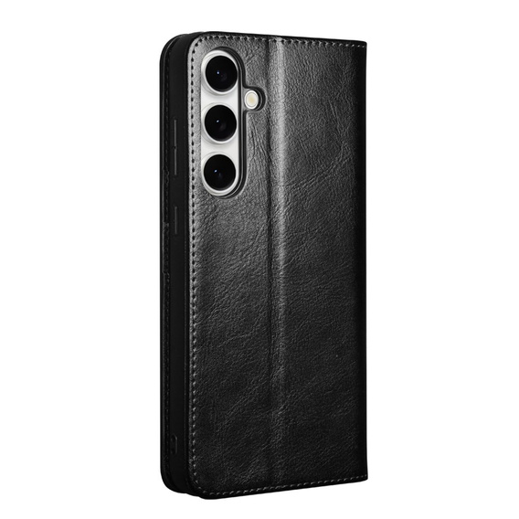 Carcasa flip pentru Samsung Galaxy S25 FE, QIALINO Leather Wallet, negru