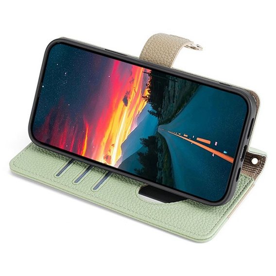 Carcasă flip pentru Samsung Galaxy A56 5G, Wallet Zipper Pocket, cu oglindă, verde