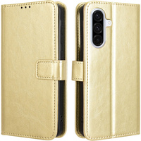 Cu clapetă pentru Samsung Galaxy A36, Crazy Horse Wallet, de aur