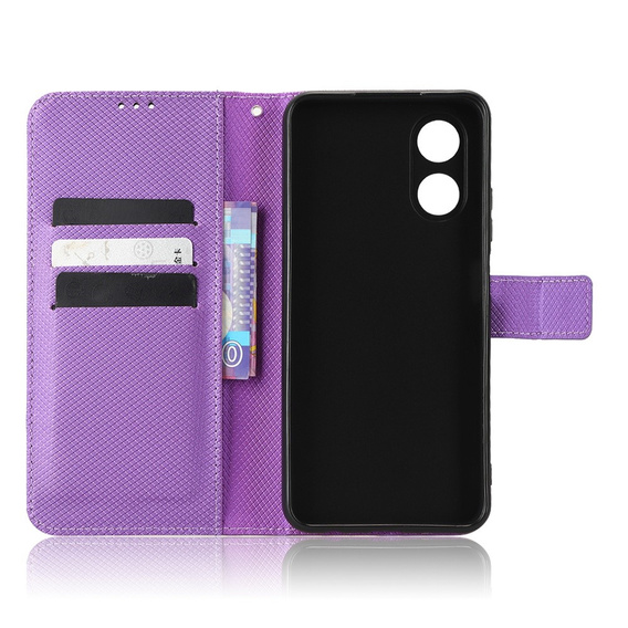 Cu clapetă pentru Oppo A17, Wallet Smart Magnet, violet