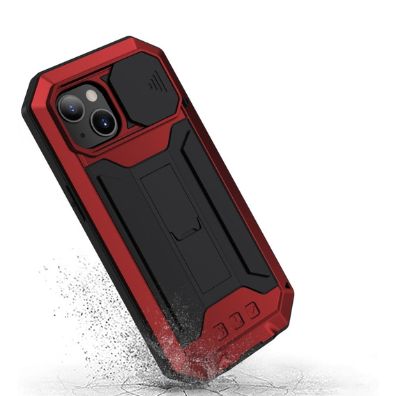 Husă pentru iPhone 13, R-JUST CamShield Slide, armată, roșu / negru