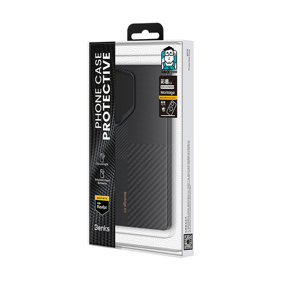 Carcasa BENKS Kevlar pentru Samsung Galaxy S25 Ultra, pentru MagSafe, Carbon Fiber, negru