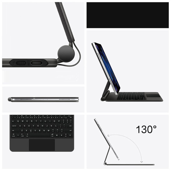 Husă de tastatură pentru iPad Pro 13" 2024, Magnetic Keyboard Touchpad, negru