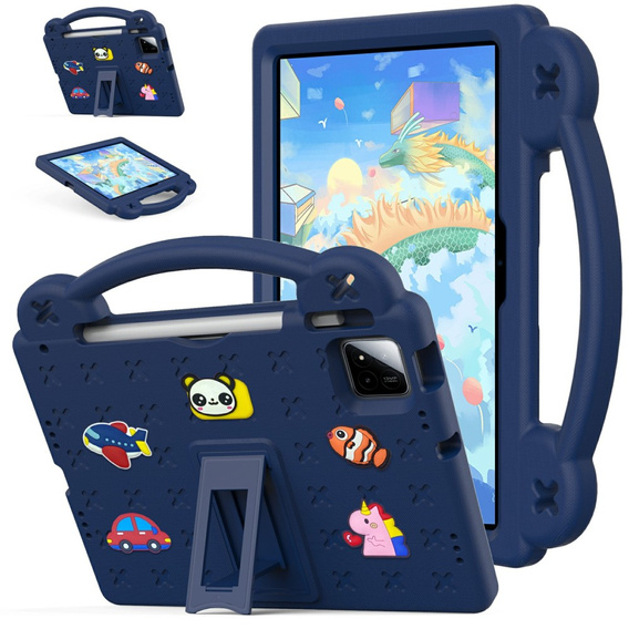 Husă pentru copii pentru Xiaomi Pad 7 / 7 Pro, Cute Patterns, cu suport, albastru închis