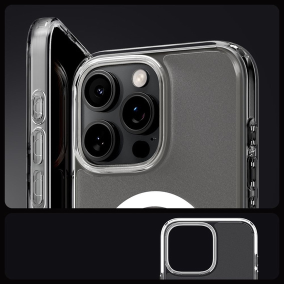 Carcasă MagSafe Spigen pentru iPhone 16 Pro, Ultra Hybrid, transparent / alb + 9H Tempered Glass
