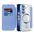 Cu clapetă pentru Samsung Galaxy S25+ Plus, RFID Wallet MagSafe CamShield, albastru