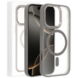 Husă pentru iPhone 16 Pro, pentru MagSafe, ERBORD Matt Case, transparent / titan + sticlă pentru ecran