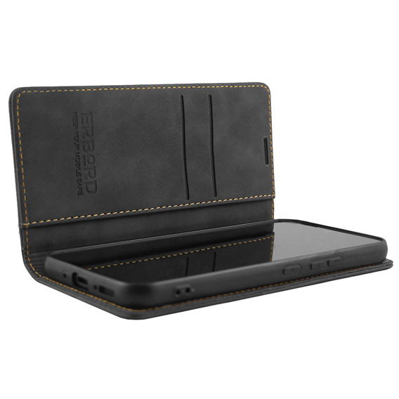 Husă pentru Samsung Galaxy A54, ERBORD Vintage, portofel cu clapetă, negru
