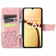 Cu clapetă pentru Realme C61, Butterfly, roz rose gold