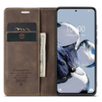 Husa CASEME pentru Xiaomi 12T / 12T Pro, Leather Wallet Case, maro