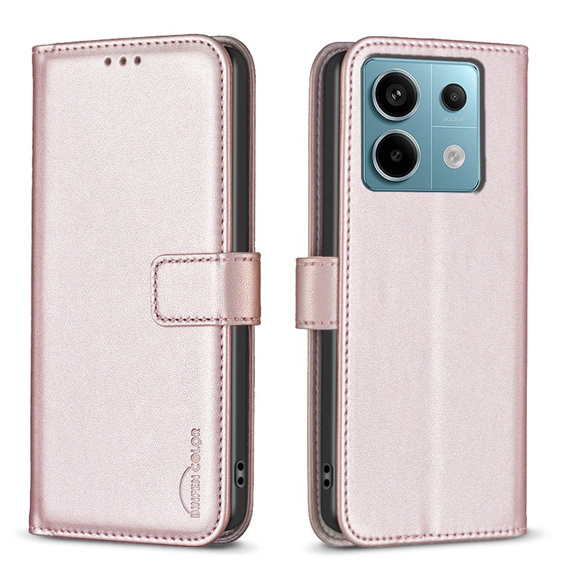 Husa cu clapetă pentru Xiaomi Redmi Note 13 Pro 5G, BINFEN Wallet, roz