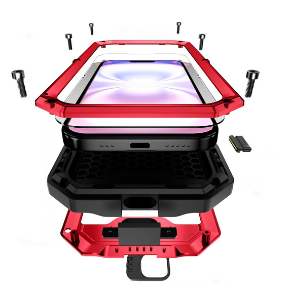 Husă blindată R-JUST cu protecție pentru ecran și suport pentru iPhone 17