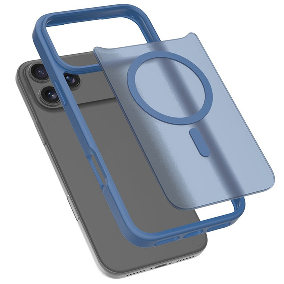 Husă Matt pentru iPhone 17 Pro Max, pentru MagSafe, albastru translucid