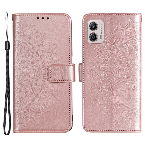 Cu clapetă pentru Motorola Moto G53 5G, Mandala Flower, roz rose gold