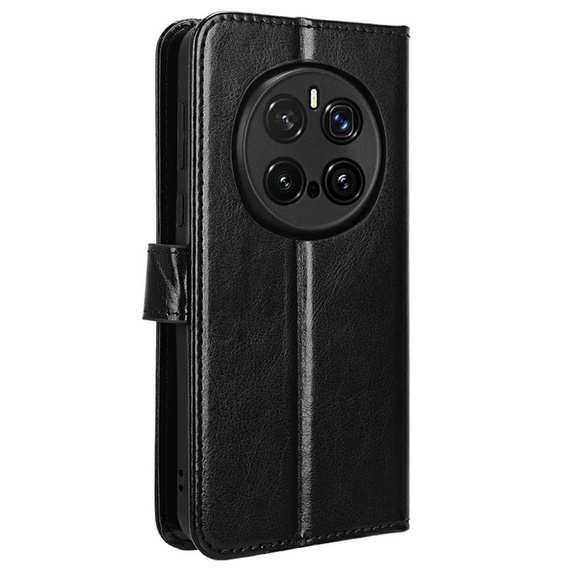 Cu clapetă pentru Honor Magic 7 Pro, Crazy Horse Wallet, negru