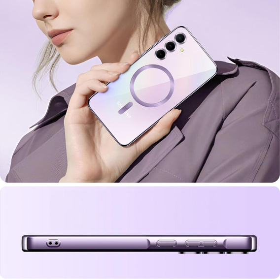 Husă pentru Samsung Galaxy A55 5G, Electro MagSafe, roz + Sticlă pentru ecran
