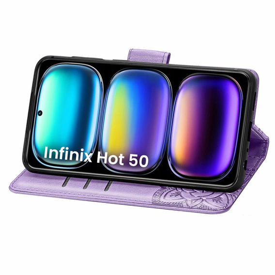 Cu clapetă pentru Infinix Hot 50 4G, Butterfly, violet