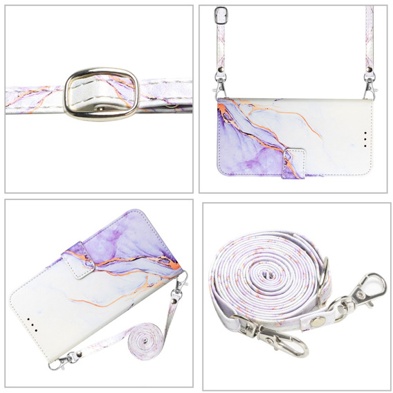 Cu clapetă pentru Xiaomi Redmi Note 13 Pro 4G / Xiaomi Redmi Note 14S / Xiaomi Poco M6 Pro 4G, Wallet, Marble violet