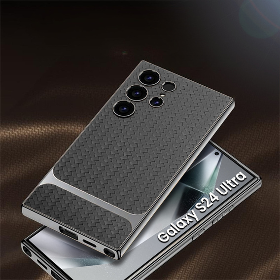 Huse pentru Samsung Galaxy S24 Ultra, GKK Woven Leather, gri