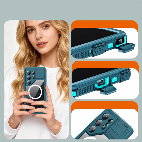 Husă impermeabilă Redpepper MagSafe pentru Samsung Galaxy S26 Ultra, albastră