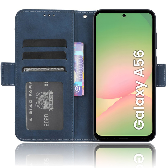 Cu clapetă pentru Samsung Galaxy A56, Card Slot, albastru închis