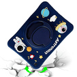 Husă din silicon pentru copii pentru Samsung Galaxy Tab A7 Lite T220 / T225, blindată cu curea, Astronaut, albastru închis