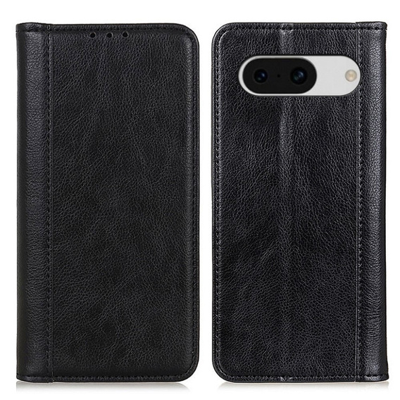 Husa cu clapetă pentru Google Pixel 8A, Split Leather, negru