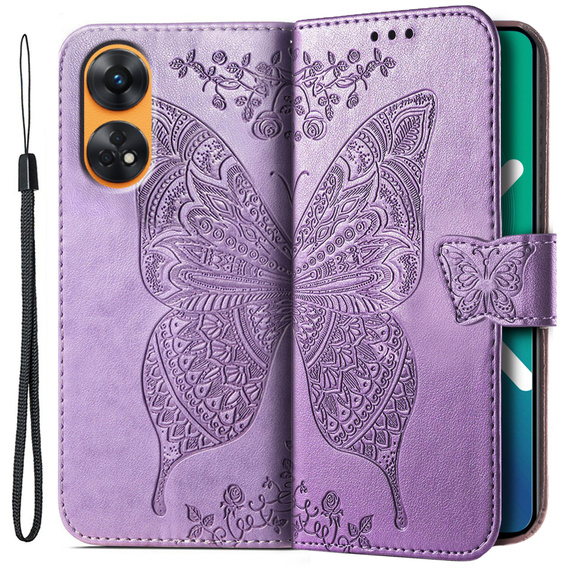 Cu clapetă pentru Oppo Reno8 T, Butterfly, violet