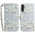 Cu clapetă pentru Samsung Galaxy A14 4G/5G, Wallet, flowers magnolia, alb
