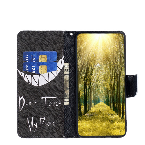 Cu clapetă pentru Xiaomi Redmi Note 13 Pro 5G, Wallet, Don't Touch My Phone negru