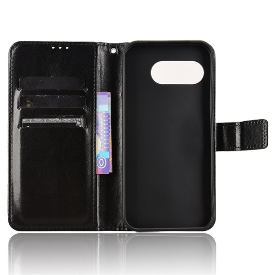 Cu clapetă pentru Google Pixel 9A, Crazy Horse Wallet, negru